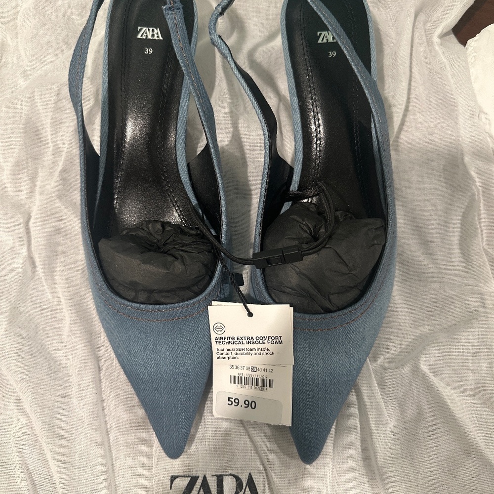 Zara denim kitten heel size 8